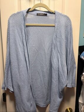 Pale Blue Open Waffle Knit Cardigan